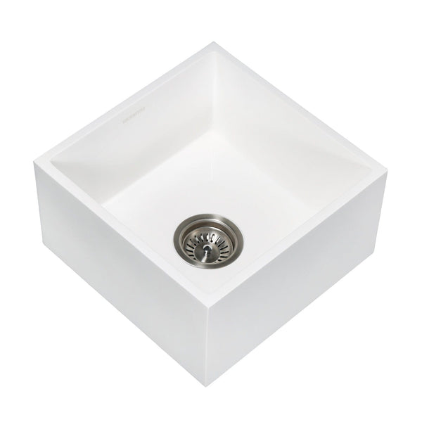 KINGSTON Brass Gourmetier 15 Solid Surface Single Bowl Bar Sink - Matte White