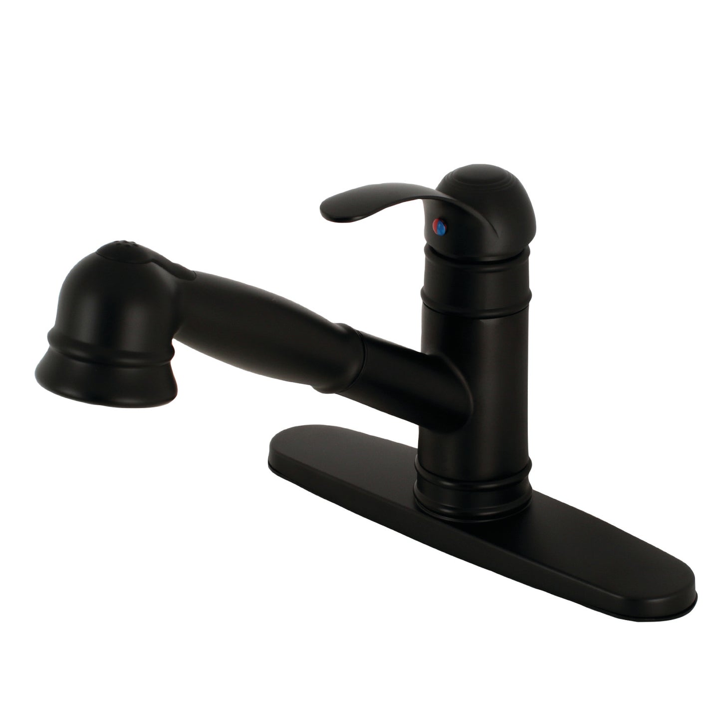 Product image of Kingston Brass GSC7570WEL Single-Handle 1-or-3 Hole Deck Mount Pull-Out Sprayer Kitchen Faucet in Matte Black