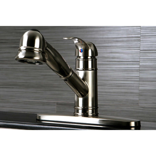 KINGSTON Brass Gourmetier Eden Single-Handle Pull-Out Kitchen Faucet - Brushed Nickel