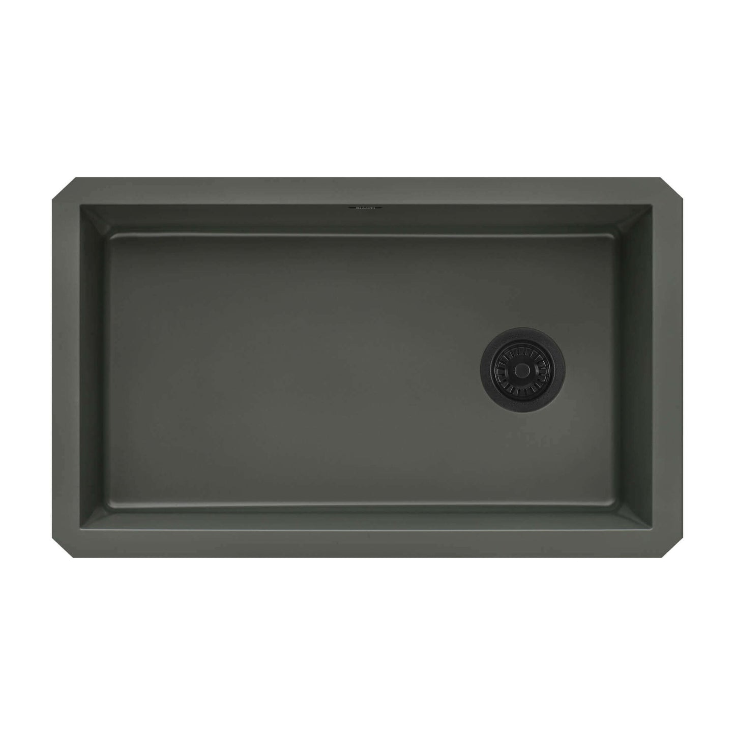 Ruvati 32" epiGranite undermount kitchen sink in Juniper Green with offset drain.
