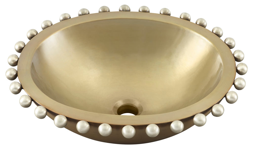 Thompson Altamira Pearl 19" Antique Satin Gold and Burnished Nickel Bathroom Sink - PBC-1815ASG