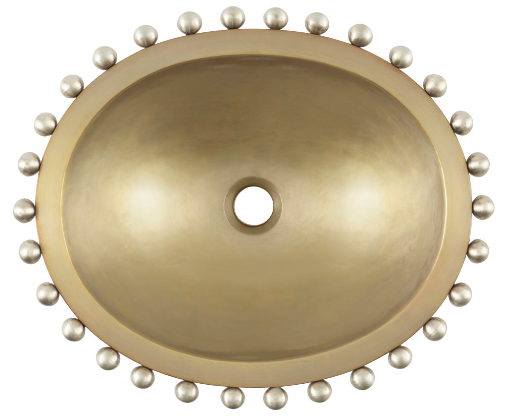 Thompson Altamira Pearl 19" Antique Satin Gold and Burnished Nickel Bathroom Sink - PBC-1815ASG - view 2