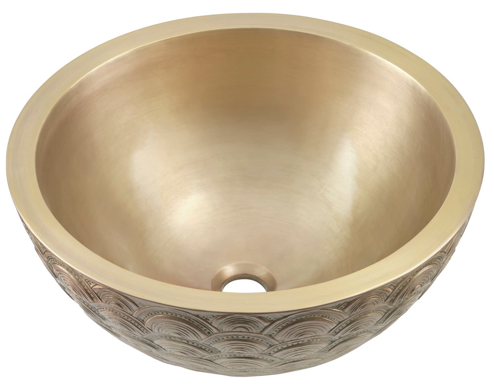 Thompson Guadalupe Art Deco 17" Antique Satin Gold Round Bathroom Sink - BRV-177ASG - view 2
