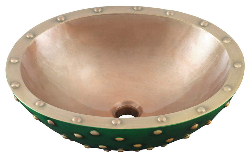 Thompson Altamira Green 17" Antique Satin Gold Oval Bathroom Sink - PBC-1714ASG