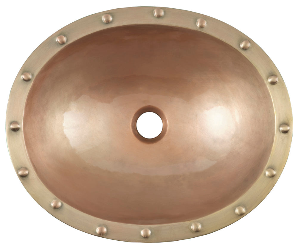 Thompson Altamira Green 17" Antique Satin Gold Oval Bathroom Sink - PBC-1714ASG - view 2