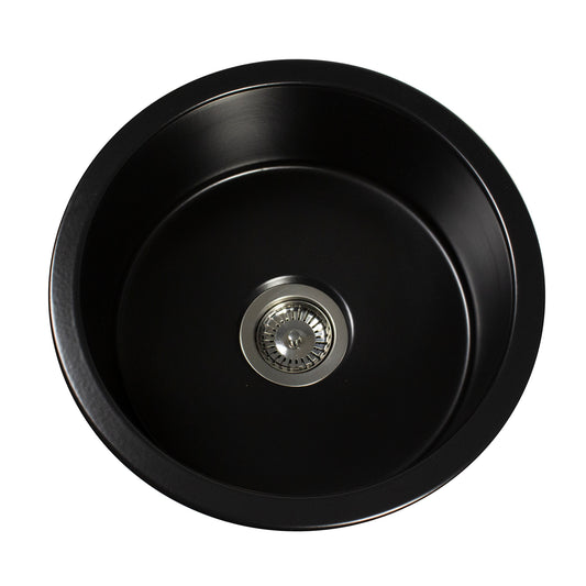 Nantucket Hyannis-18MB 18-inch matte black round fireclay bar-prep sink, view 3