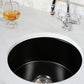 Nantucket Hyannis-18MB 18-inch matte black round fireclay bar-prep sink, installed