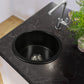 Nantucket Hyannis-18MB 18-inch matte black round fireclay bar-prep sink, installed