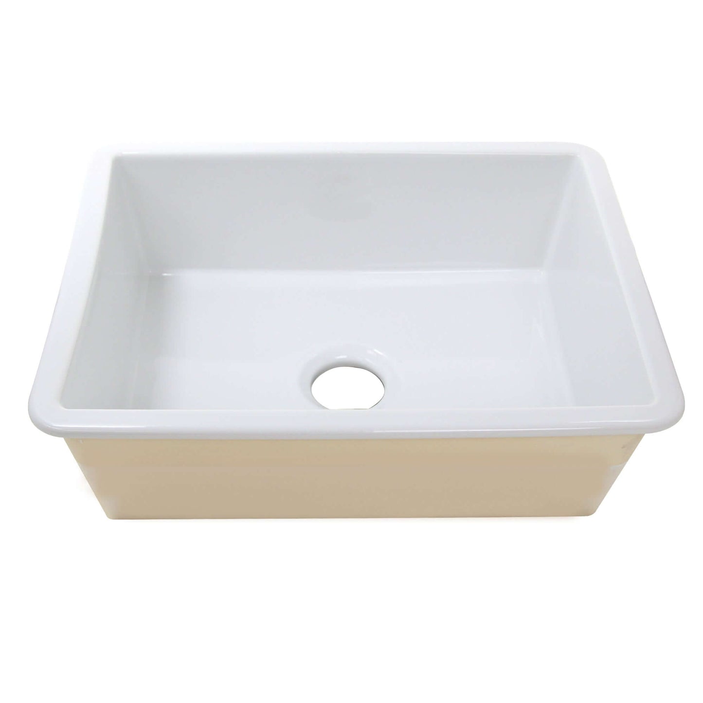 Front view of Nantucket 24" Island Collection Fireclay White Single Bowl Dualmount Sink ISFC24W-SB1.