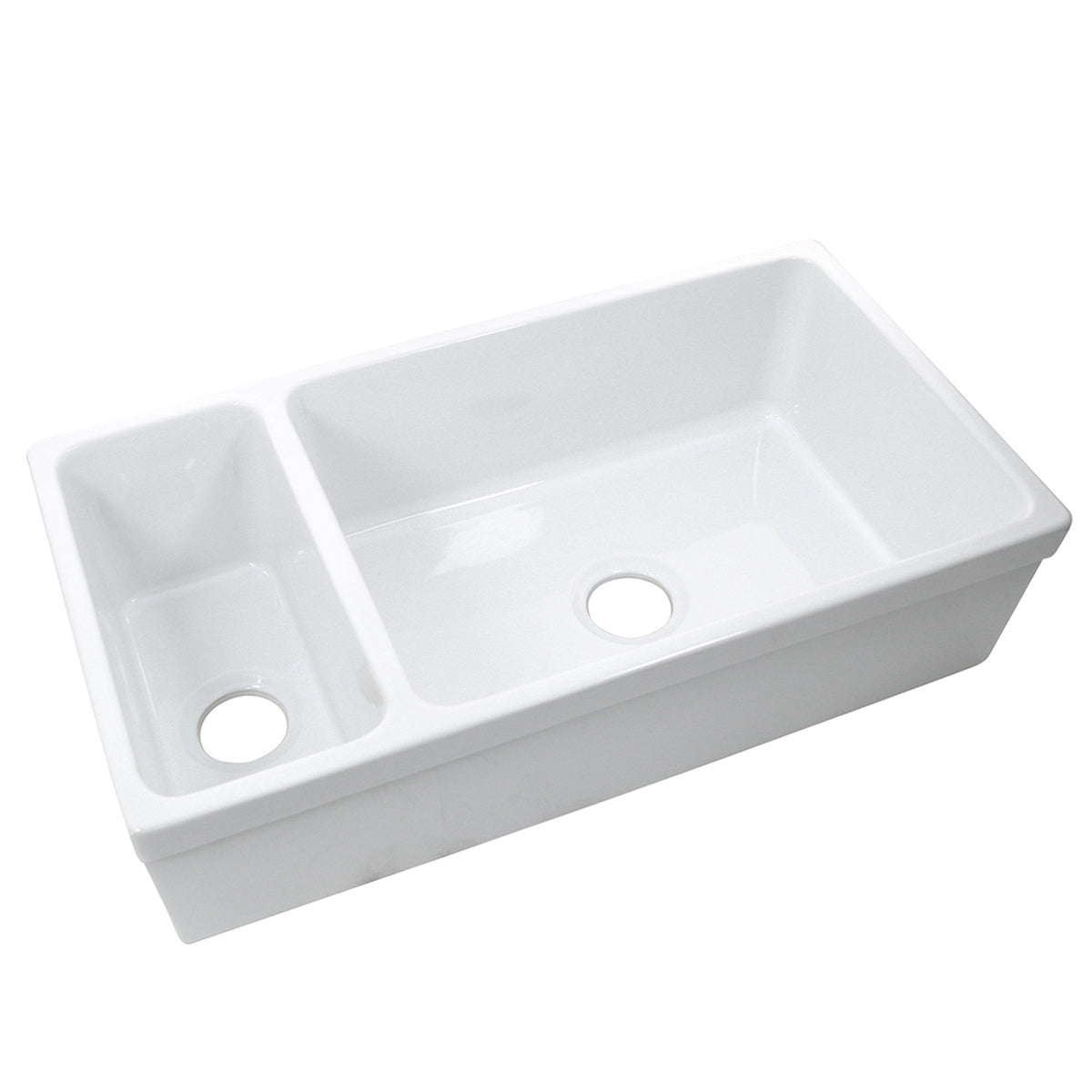 Nantucket ISFCGW35X19DBSO 35-inch Italian fireclay 90/10 double bowl farmhouse sink