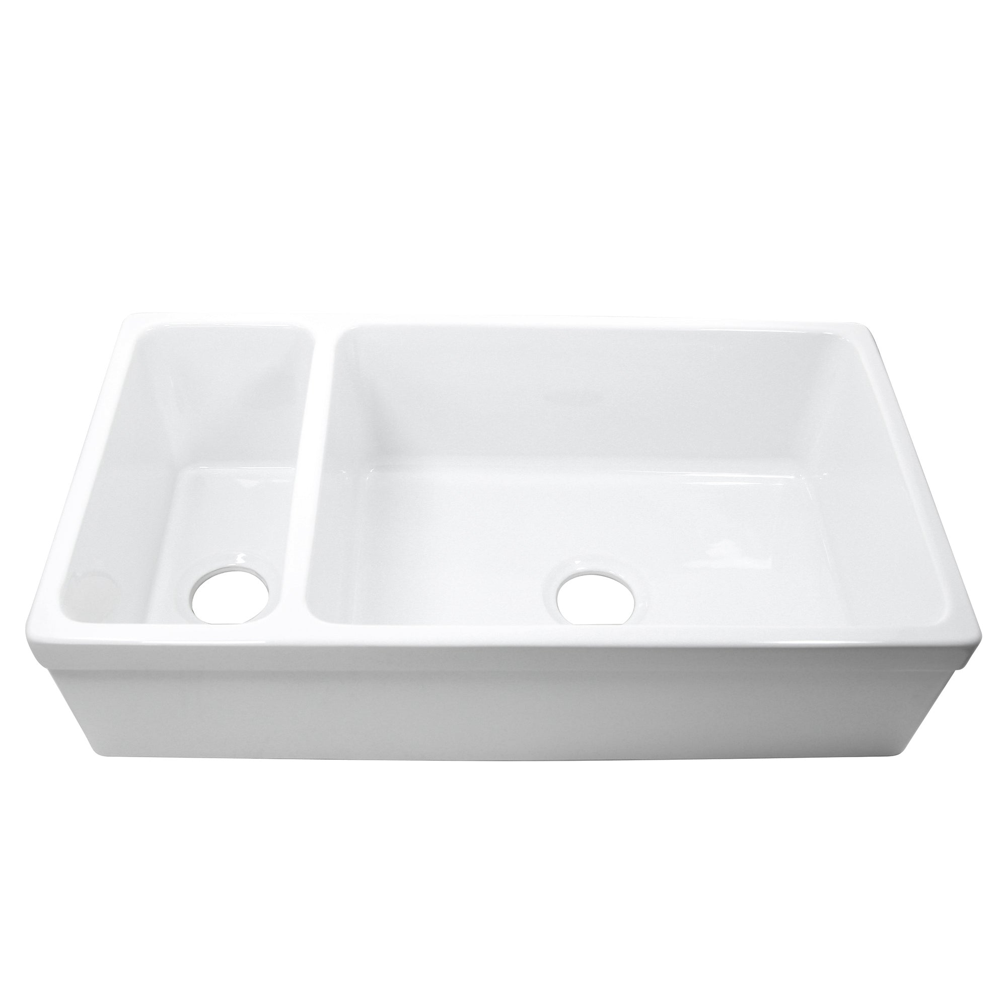 Nantucket ISFCGW35X19DBSO 35-inch Italian fireclay 90/10 double bowl farmhouse sink, view 3