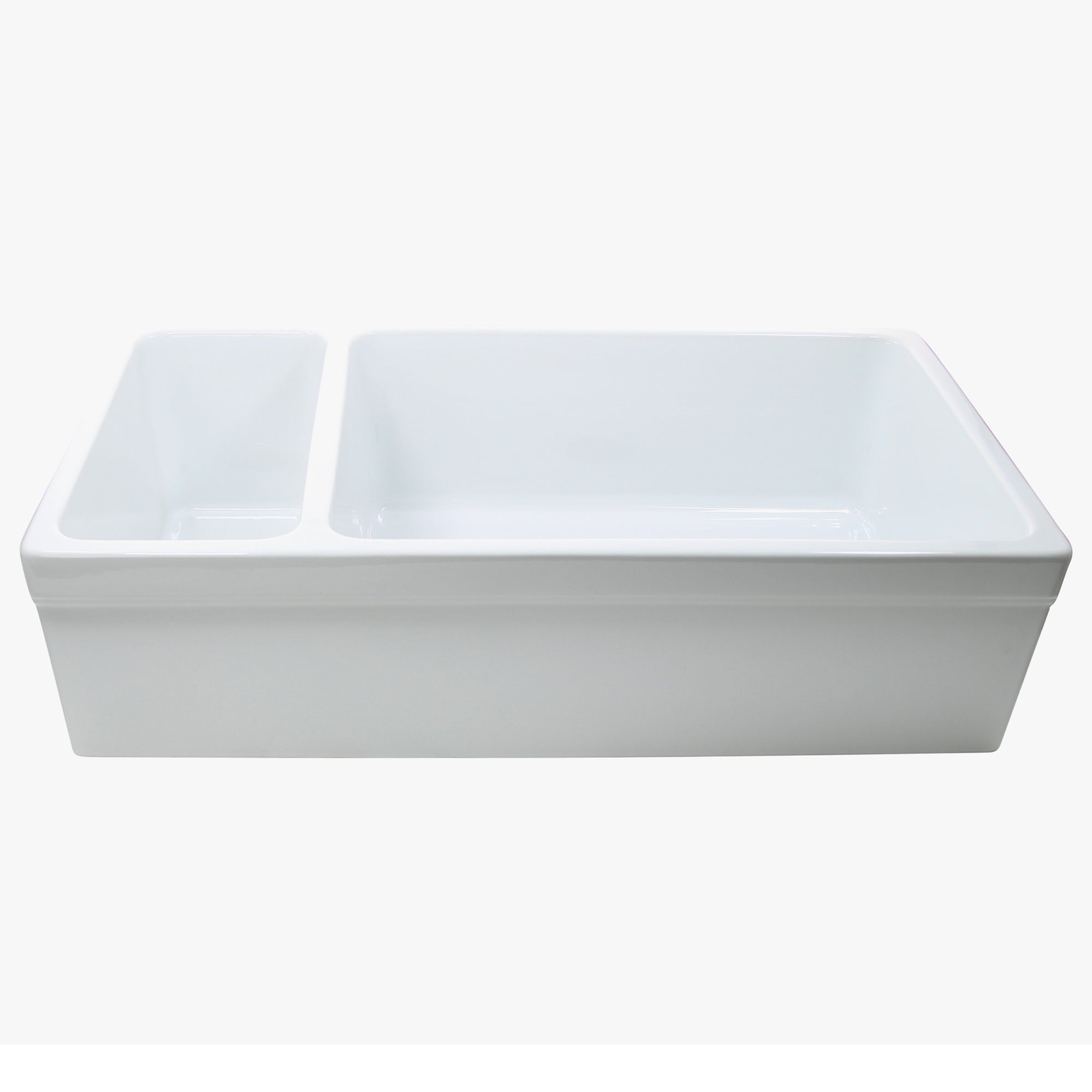 Nantucket ISFCGW35X19DBSO 35-inch Italian fireclay 90/10 double bowl farmhouse sink, view 4