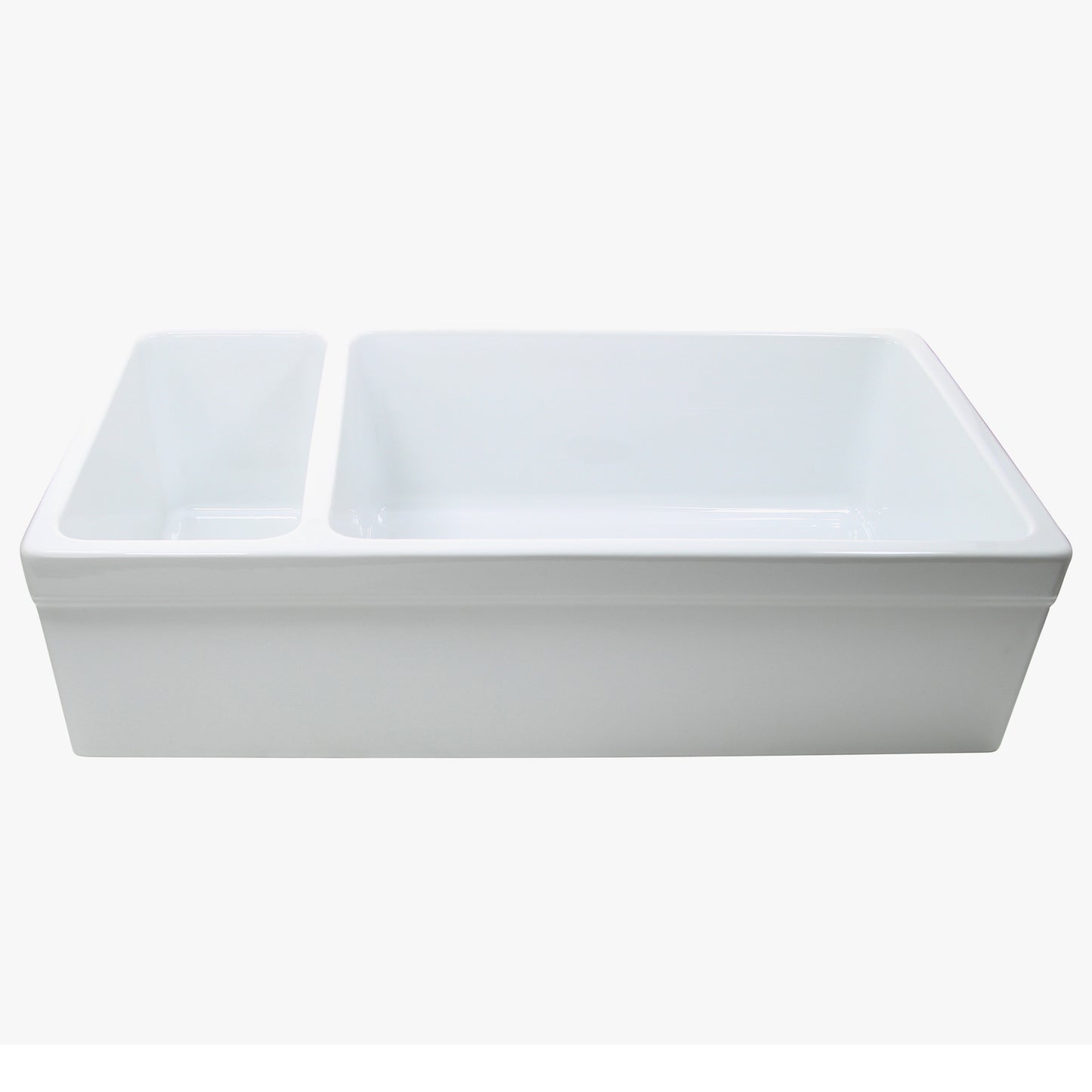 Nantucket ISFCGW35X19DBSO 35-inch Italian fireclay 90/10 double bowl farmhouse sink, view 4