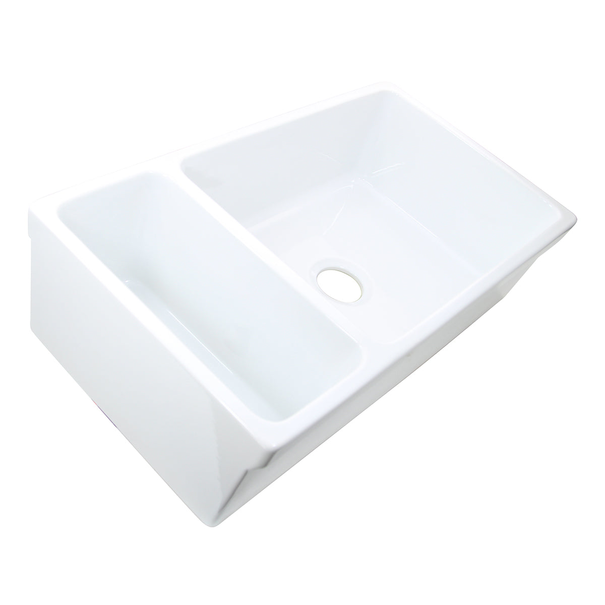 Nantucket ISFCGW35X19DBSO 35-inch Italian fireclay 90/10 double bowl farmhouse sink, view 5