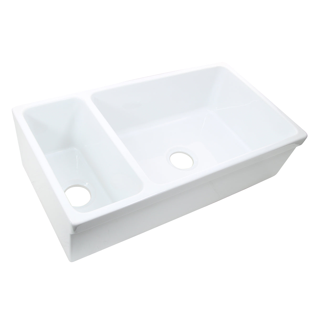 Nantucket ISFCGW35X19DBSO 35-inch Italian fireclay 90/10 double bowl farmhouse sink, view 6