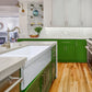 Nantucket ISFCGW35X19DBSO 35-inch Italian fireclay 90/10 double bowl farmhouse sink, installed