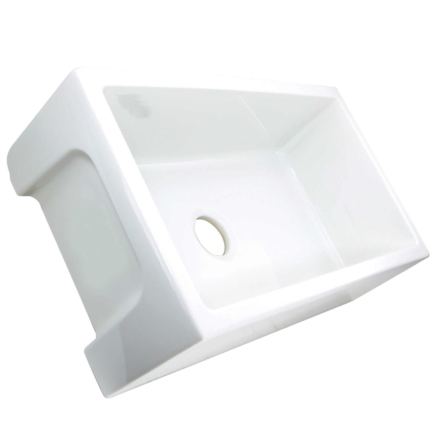 Nantucket 33" Reversible Italian Fireclay Farmhouse Sink - ISFCW33x18SO view with smooth apron front design.