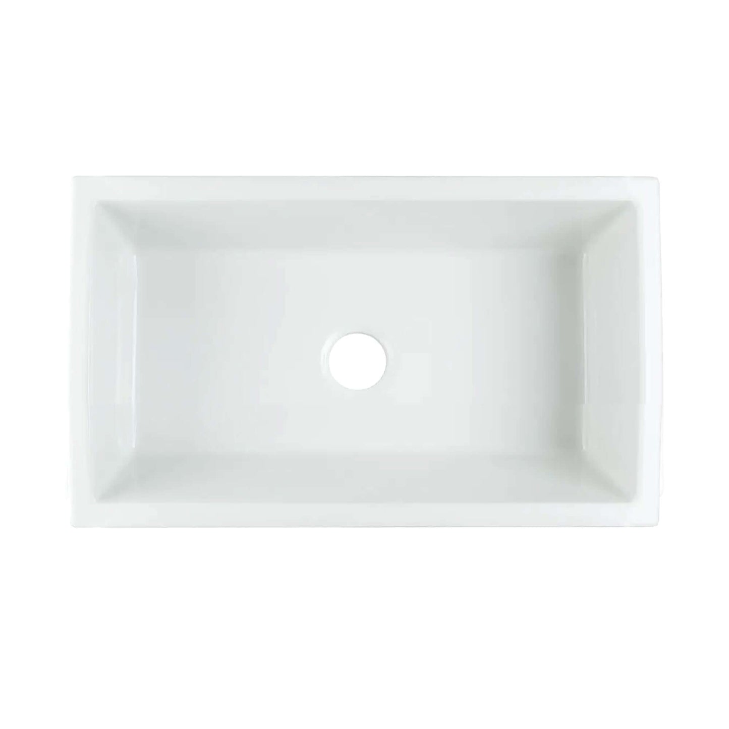 Nantucket 33" Reversible Italian Fireclay Farmhouse Sink - ISFCW33x18SO top view showcasing a smooth design.