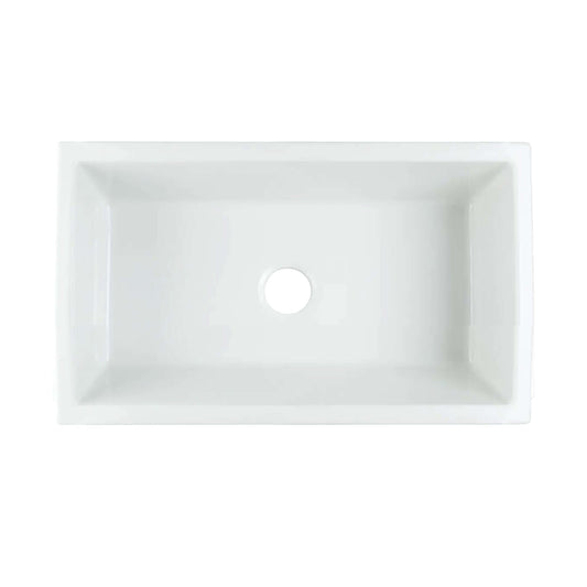 Nantucket 33" Reversible Italian Fireclay Farmhouse Sink - ISFCW33x18SO top view showcasing a smooth design.
