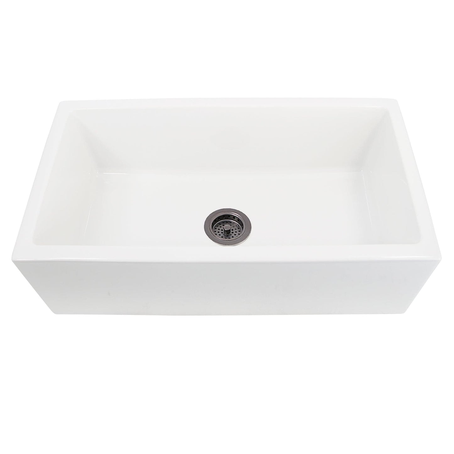 Nantucket 33" Reversible Italian Fireclay Farmhouse Sink - ISFCW33x18SO in white with center drain.