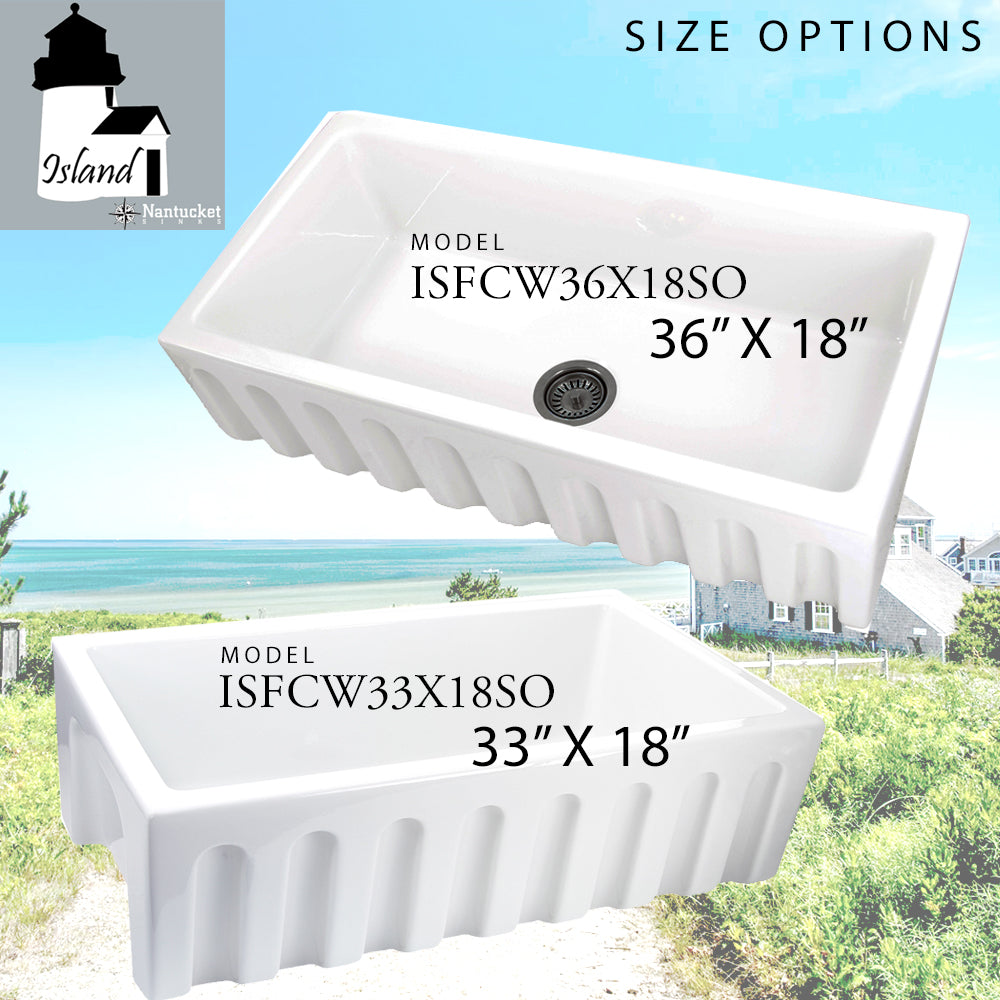 Nantucket 33" Reversible Italian Fireclay Farmhouse Sink - ISFCW33x18SO
