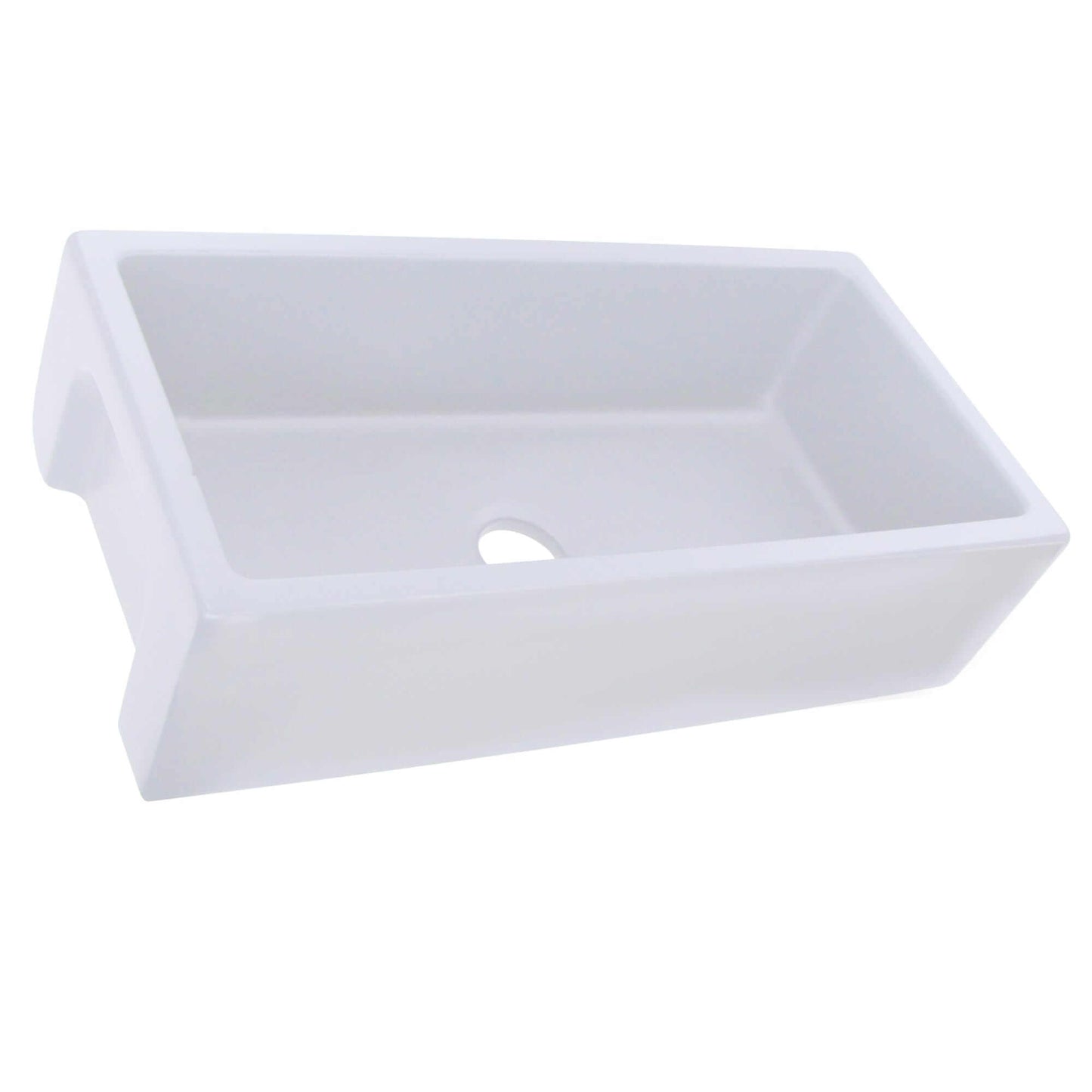 Nantucket 36" Reversible Italian Fireclay Farmhouse Sink - ISFCW36x18SO in white, showcasing smooth design and craftsmanship.