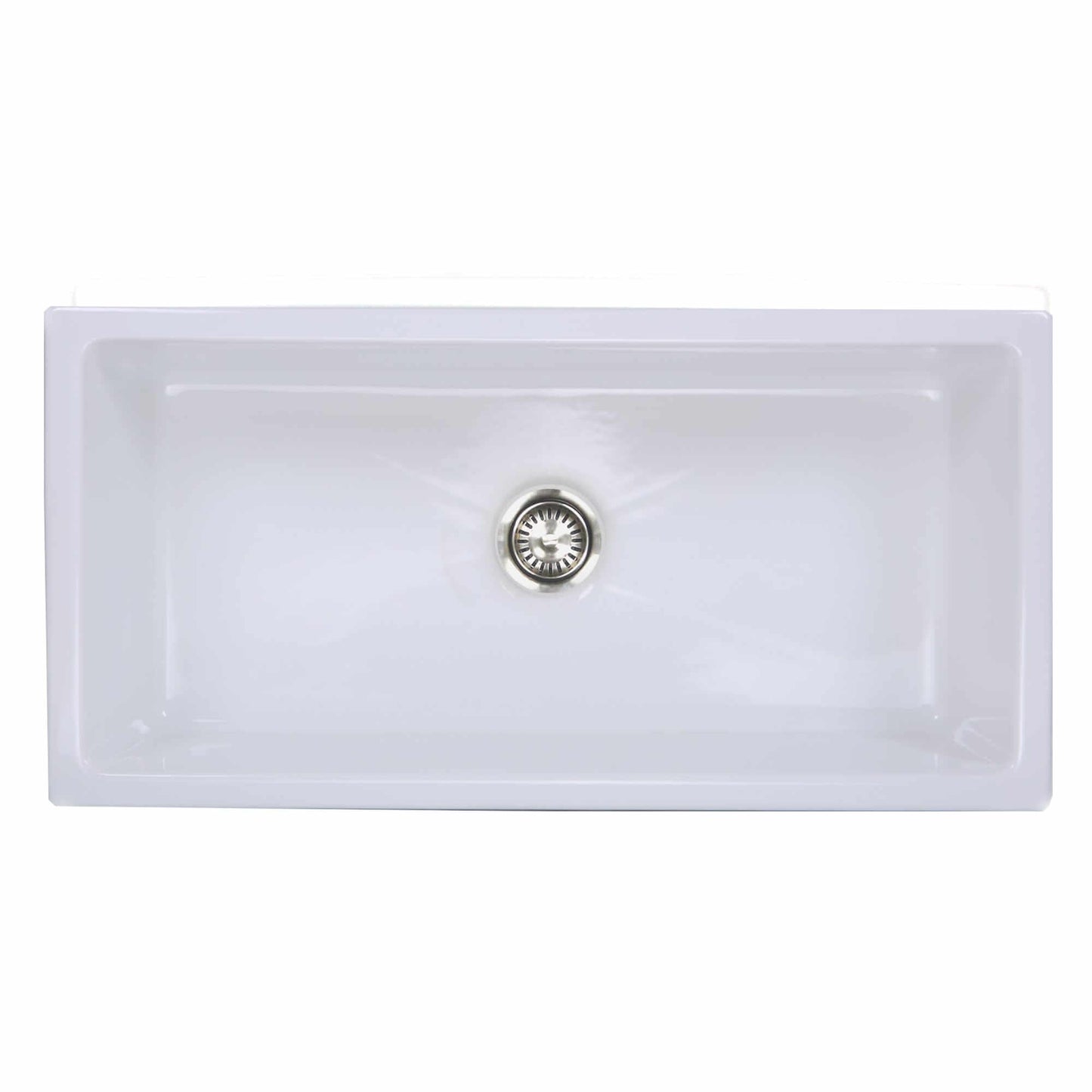 Nantucket 36" Reversible Italian Fireclay Farmhouse Sink - ISFCW36x18SO overhead view showcasing the smooth, white finish.