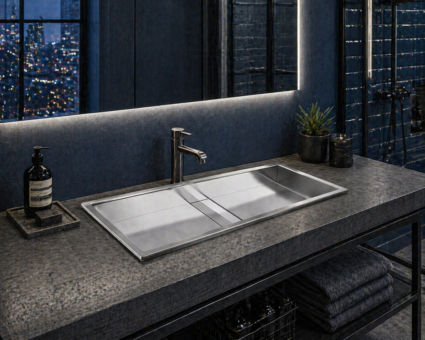 Ruvati 33" Ariaso Semi-Recessed Arc Bowl Bathroom Sink - RVH6244ST