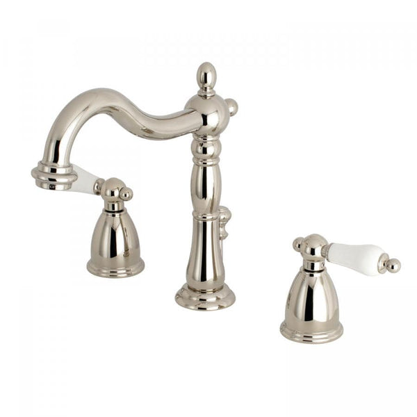 KINGSTON Brass Heritage Widespread Bathroom Faucet with Brass Pop-Up - Polished Nickel