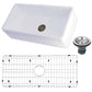 Kingston Brass 36" solid surface farmhouse sink  with included drain and bottom grid on a white background