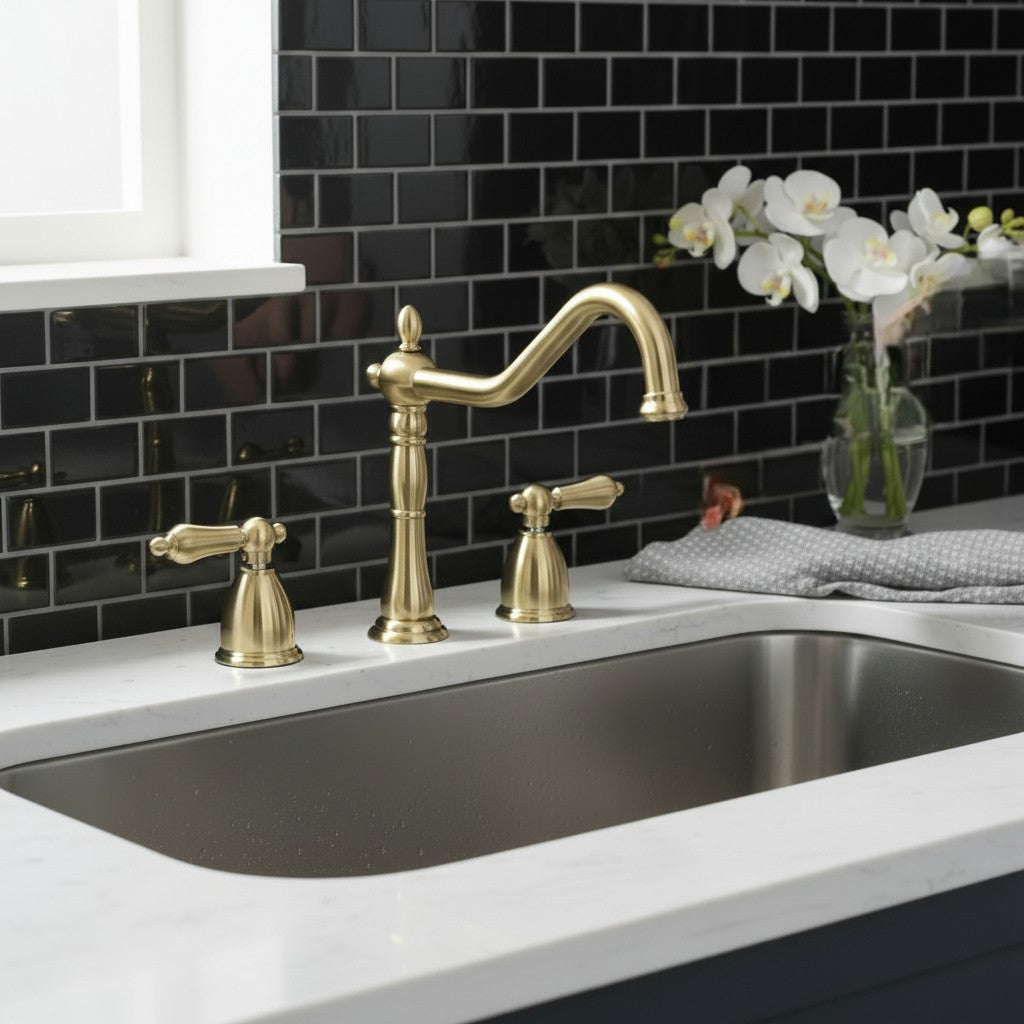 KINGSTON Brass Widespread Kitchen Faucet with Brass Sprayer - KB1790ALBS