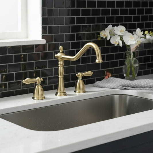 KINGSTON Brass Widespread Kitchen Faucet with Brass Sprayer - KB1790ALBS