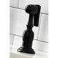 Close up of side spray for Kingston Brass KS1270ALBS matte black bridge faucet