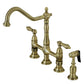 Kingston Brass KS1273ALBS antique brass kitchen faucet set on a white background