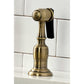 KINGSTON Brass Heritage Bridge Kitchen Faucet with Brass Sprayer - Antique Brass