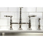 KINGSTON Brass Heritage Bridge Kitchen Faucet with Brass Sprayer - Polished Nickel