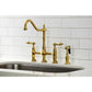 KINGSTON Brass Heritage Bridge Kitchen Faucet with Brass Sprayer - Brushed Brass