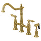 Kingston Brass KS1277ALBS brushed brass kitchen faucet set on a white background