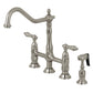 Kingston Brass KS1278ALBS  brushed nickel kitchen faucet set on a white background