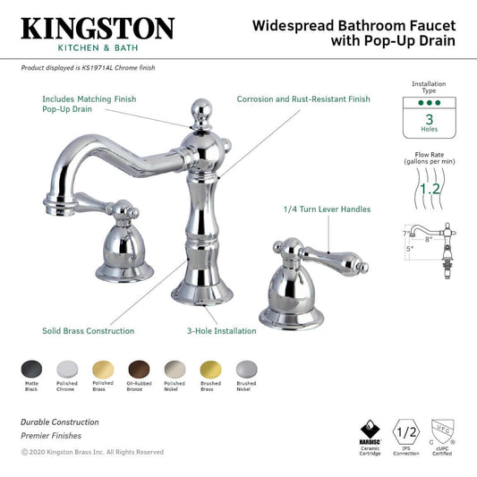 KINGSTON Brass Widespread Bathroom Faucet - Polished Brass