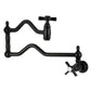 Kingston Brass KS210XZX-P Two-Handle 1-Hole Wall Mount Pot Filler Faucet in Matte Black