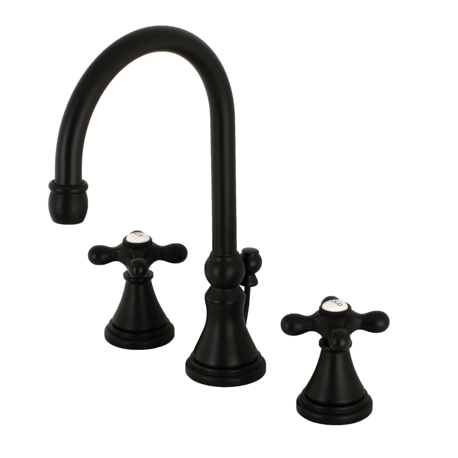 KINGSTON Brass Governor Widespread Bathroom Faucet with Brass Pop-Up - Matte Black