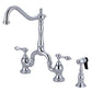 Kingston KS7751ALBS English Country Bridge Kitchen Faucet with Brass Sprayer, Polished Chrome