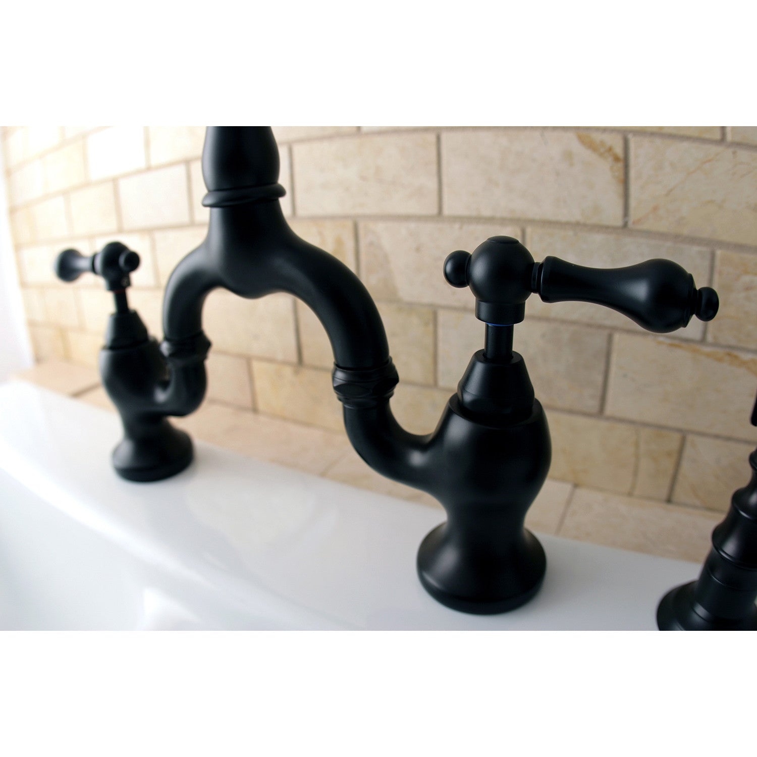 Kingston KS7755ALBS English Country Bridge Kitchen Faucet with Brass Sprayer, Oil Rubbed Bronze, alternate view