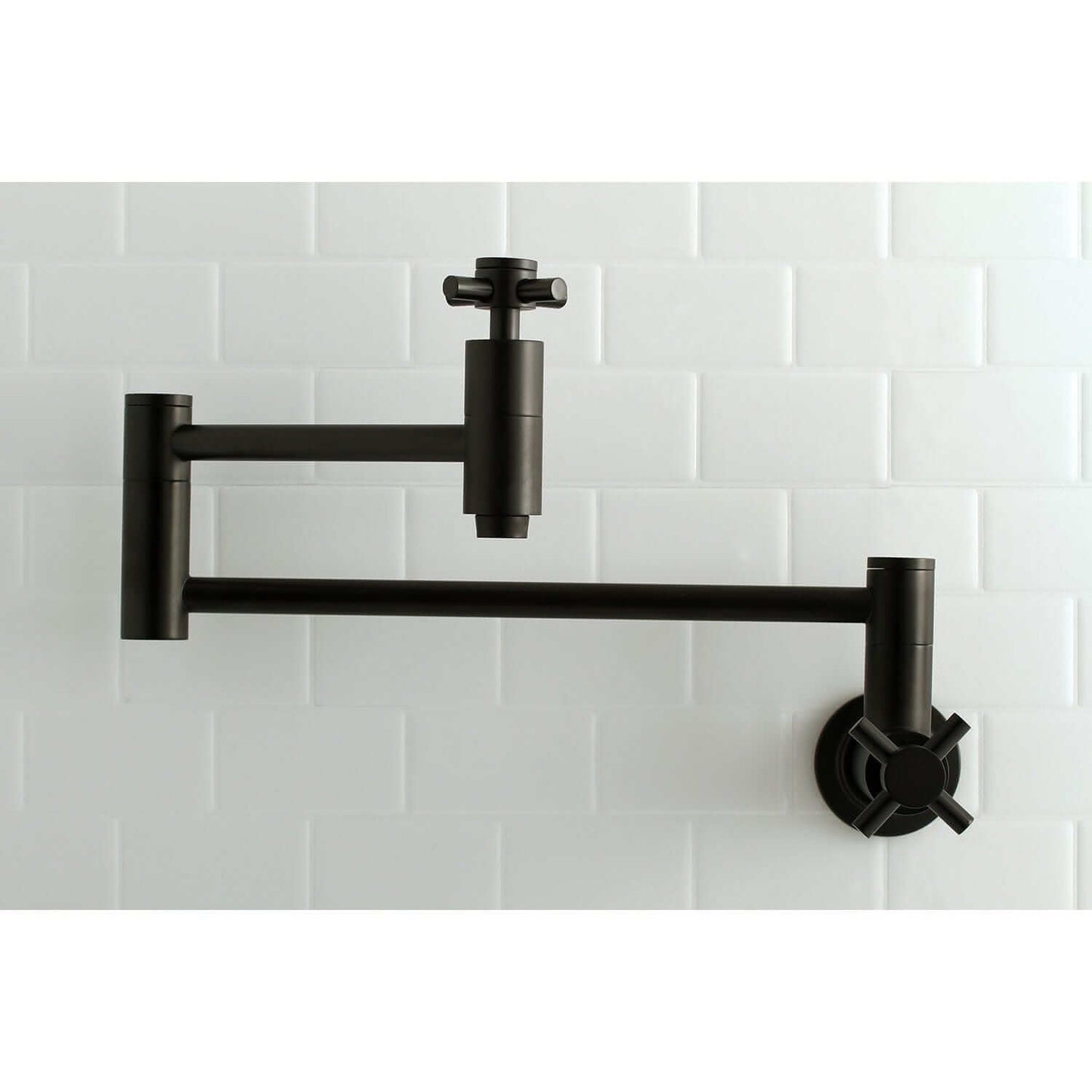 KINGSTON Brass Concord Wall Mount Pot Filler Kitchen Faucet - Matte Black