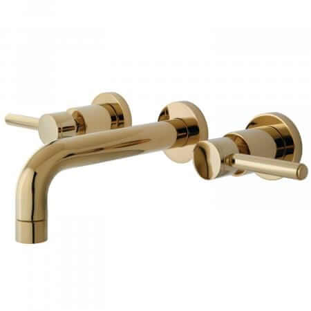 KINGSTON Brass Concord 2-Handle Wall Mount Bathroom Faucet - Polished Brass