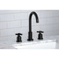 Alternate Lifestyle image in bathroom of Millennium widespread faucet in matte black