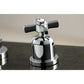 Faucet handle detail for Millennium widespread bathroom faucet in polished chrome