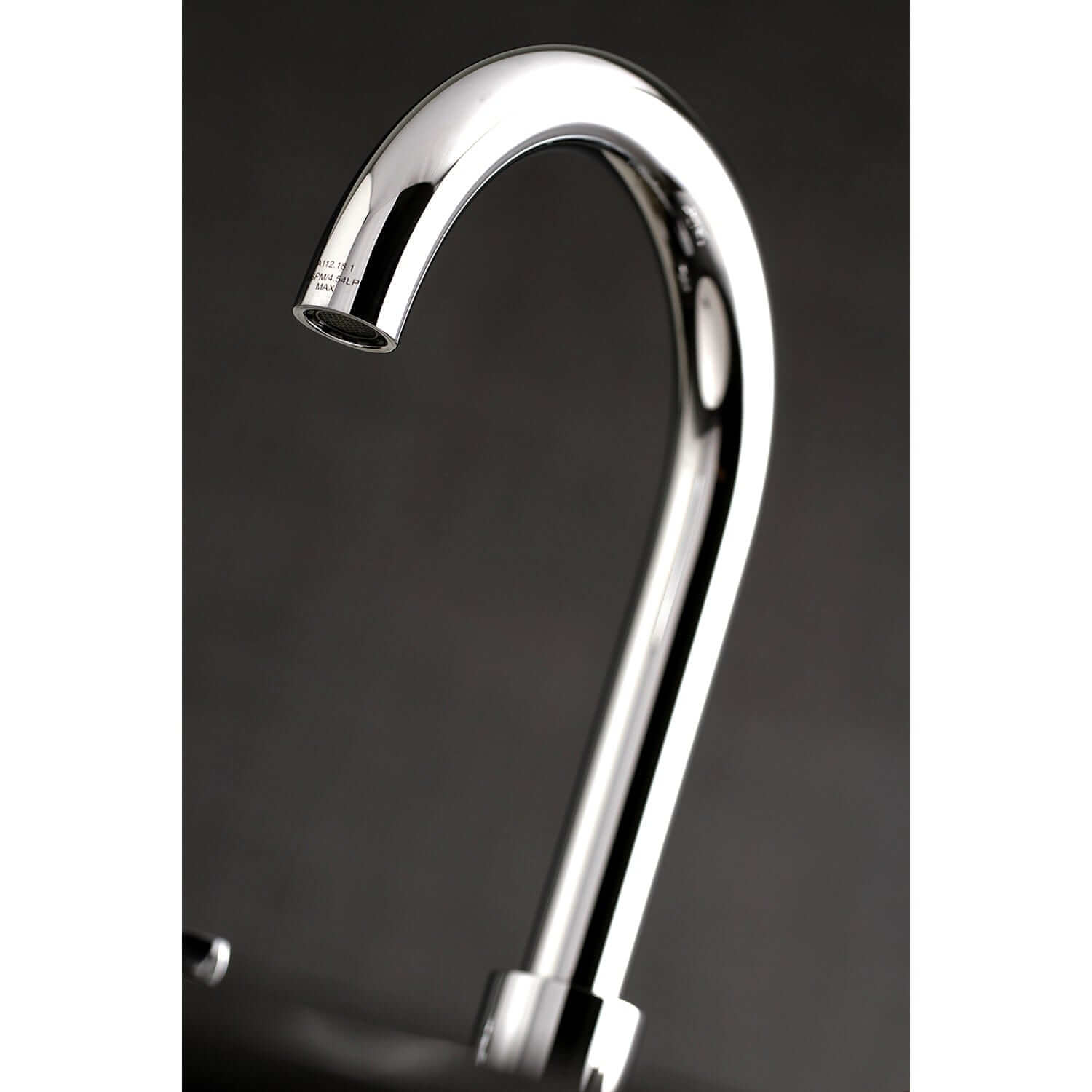 Spout detail for Millennium widespread bathroom faucet in polished chrome