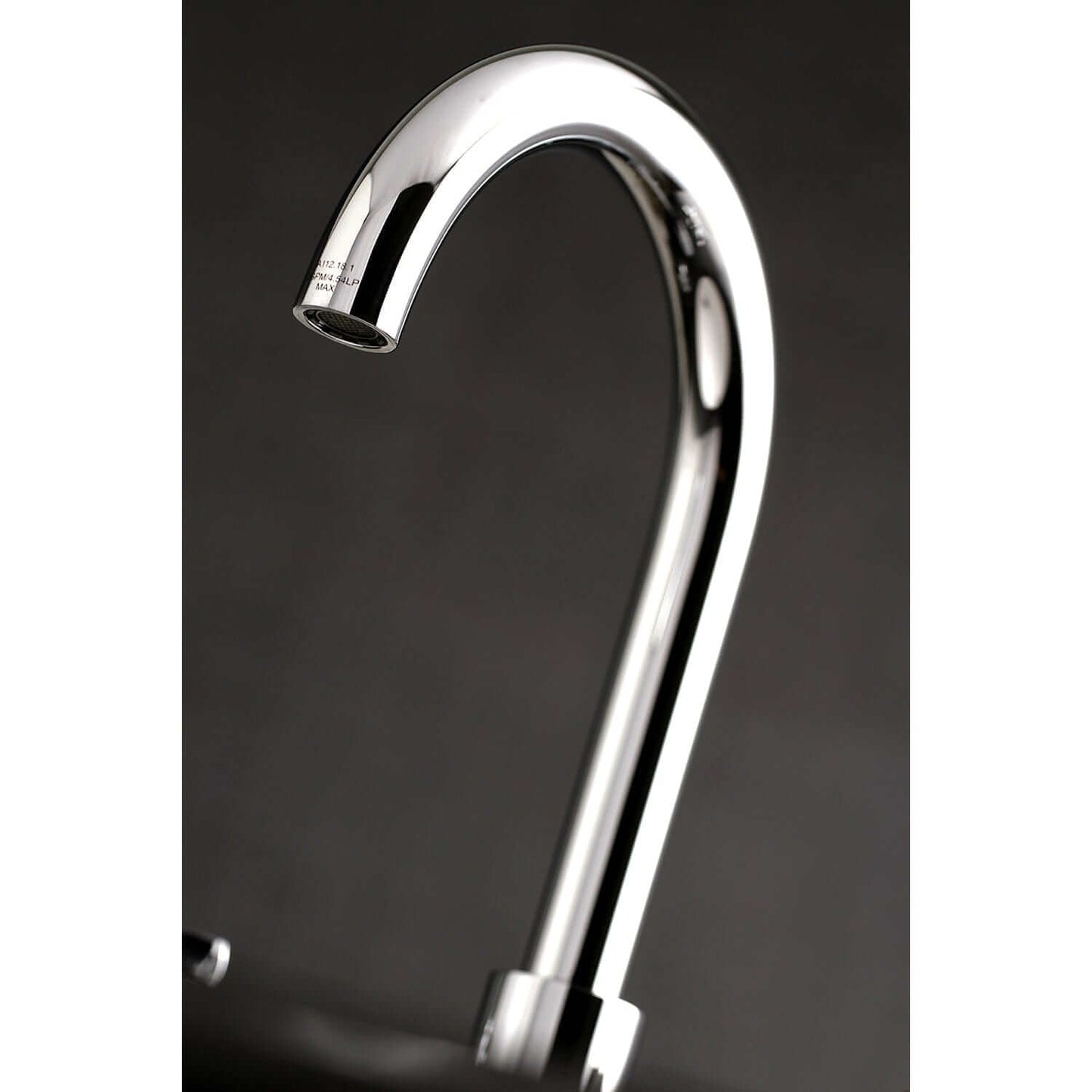 Spout detail for Millennium widespread bathroom faucet in polished chrome